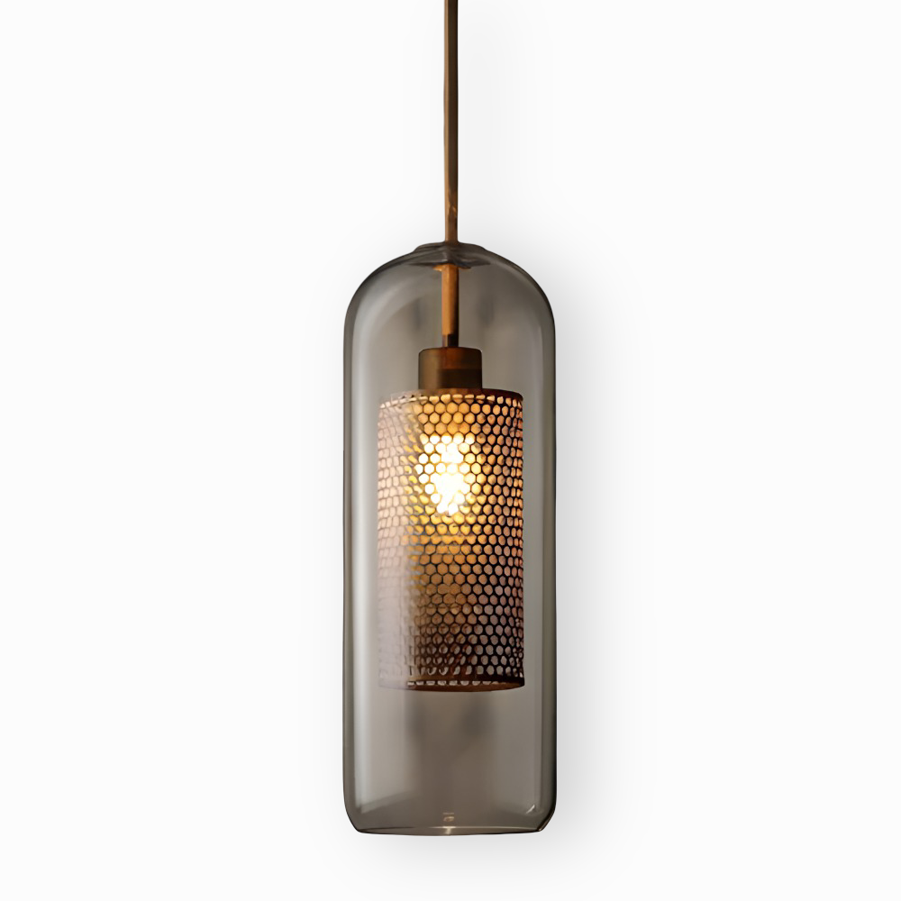 HiveGlim - Geometrisk glas hänglampa med bikakdesign - Vintage loftbelysning