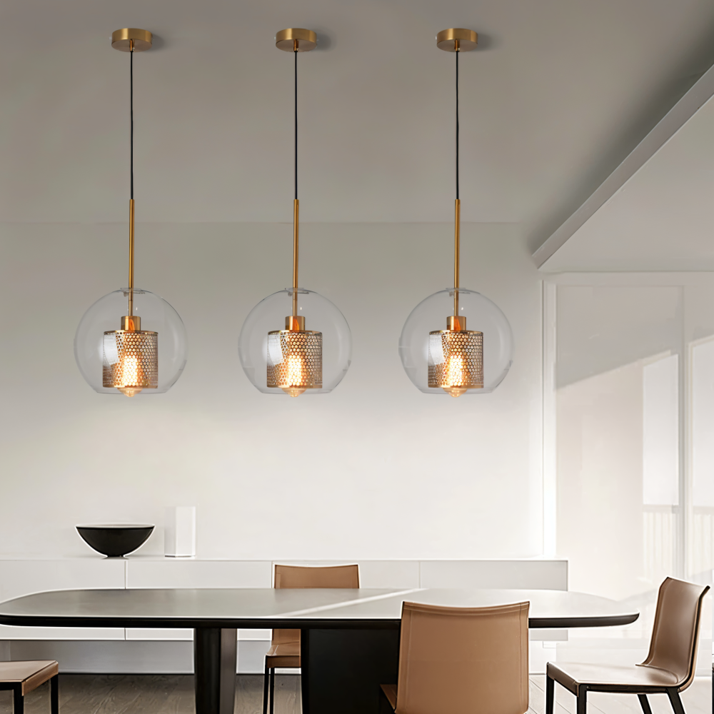 HiveGlim - Geometrisk glas hänglampa med bikakdesign - Vintage loftbelysning