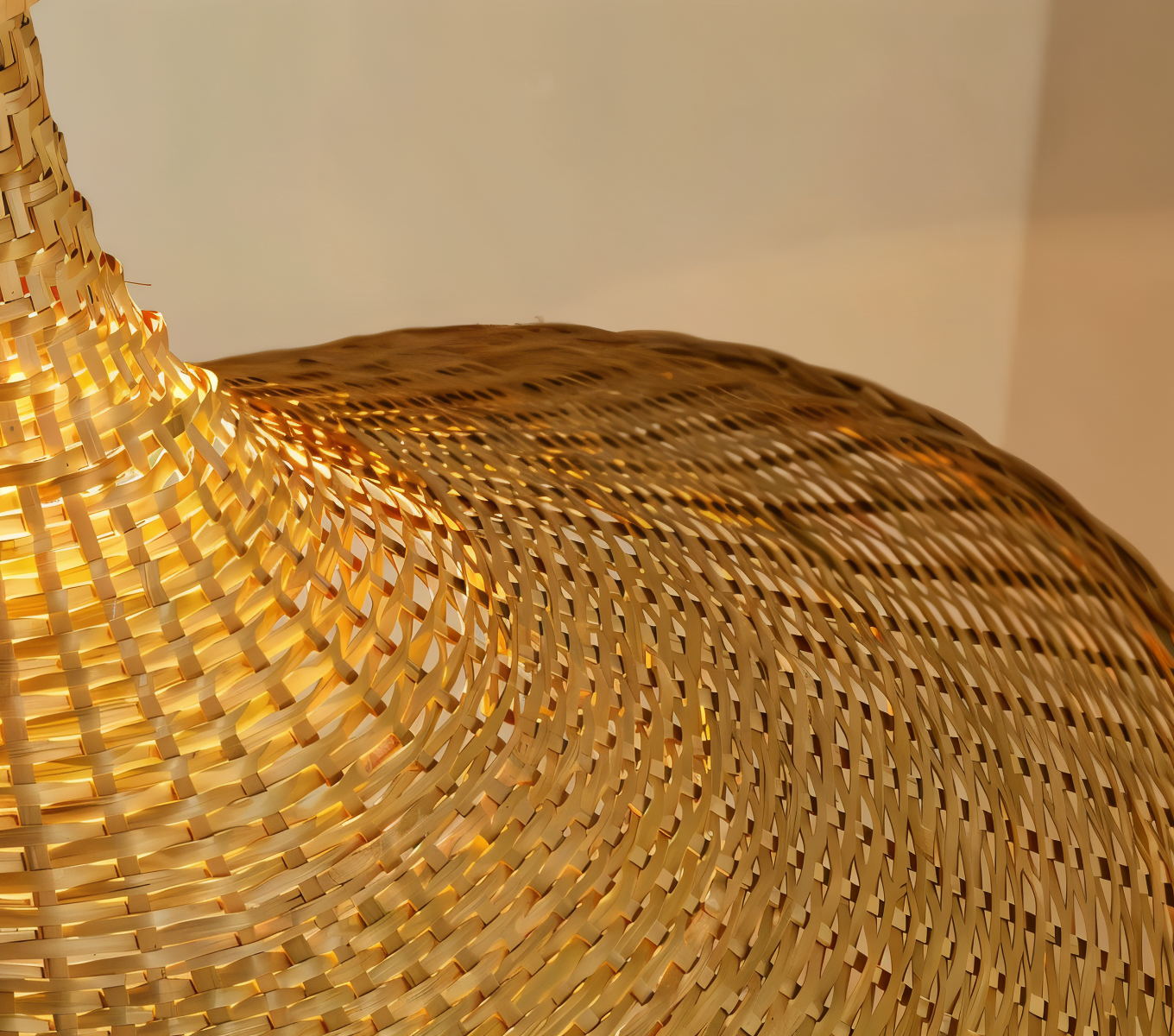 BambWicker Pendellampa - Konstfullt Handgjord Rattan Hänglampa
