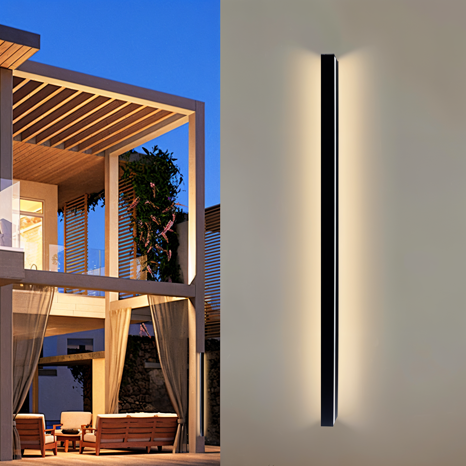 Strip Wandleuchte - Svart Vit Linjär Vägglampa - IP65 Vägglampa Design - Inomhus Utomhus LED Vägglampor