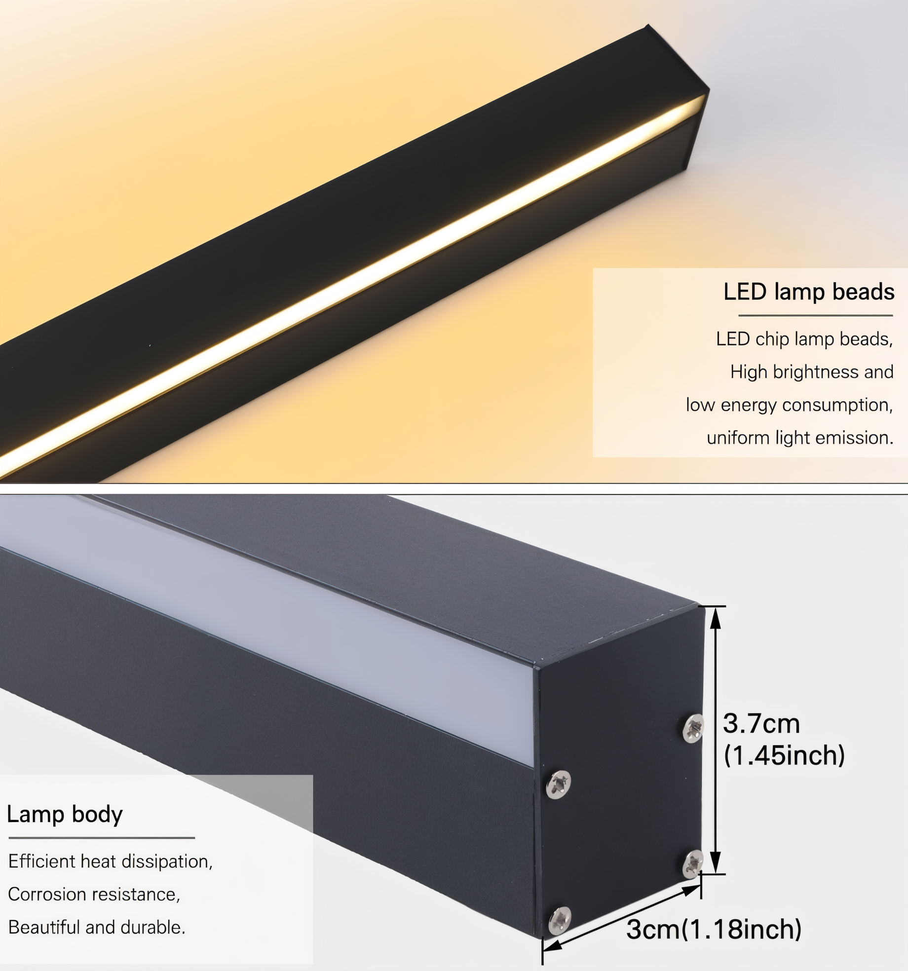 Strip Wandleuchte - Svart Vit Linjär Vägglampa - IP65 Vägglampa Design - Inomhus Utomhus LED Vägglampor