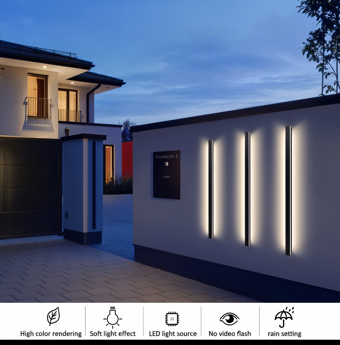 Strip Wandleuchte - Svart Vit Linjär Vägglampa - IP65 Vägglampa Design - Inomhus Utomhus LED Vägglampor