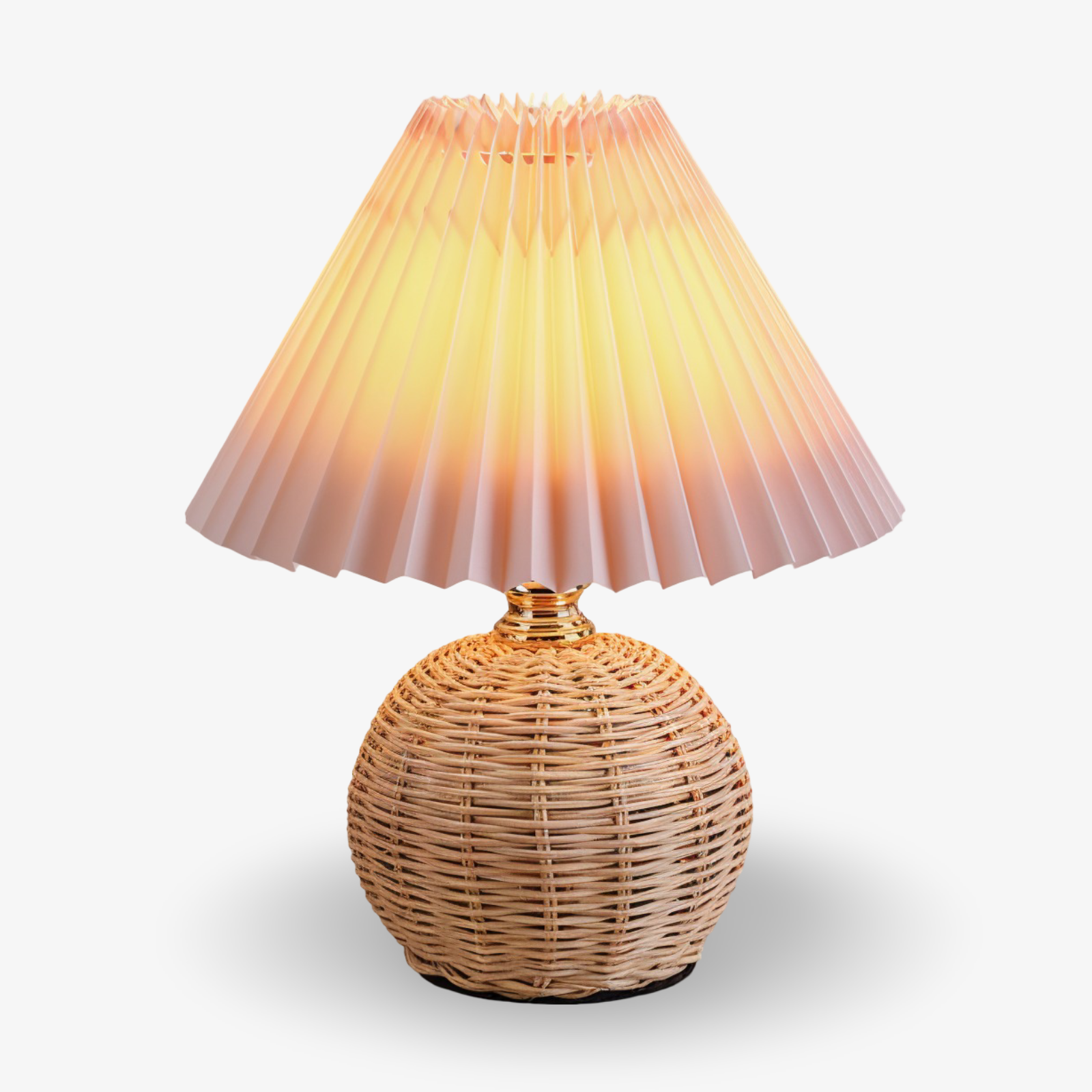 Brolly Plisserad Bordslampa - Retro Rottinglampa - Konisk Bordslampa