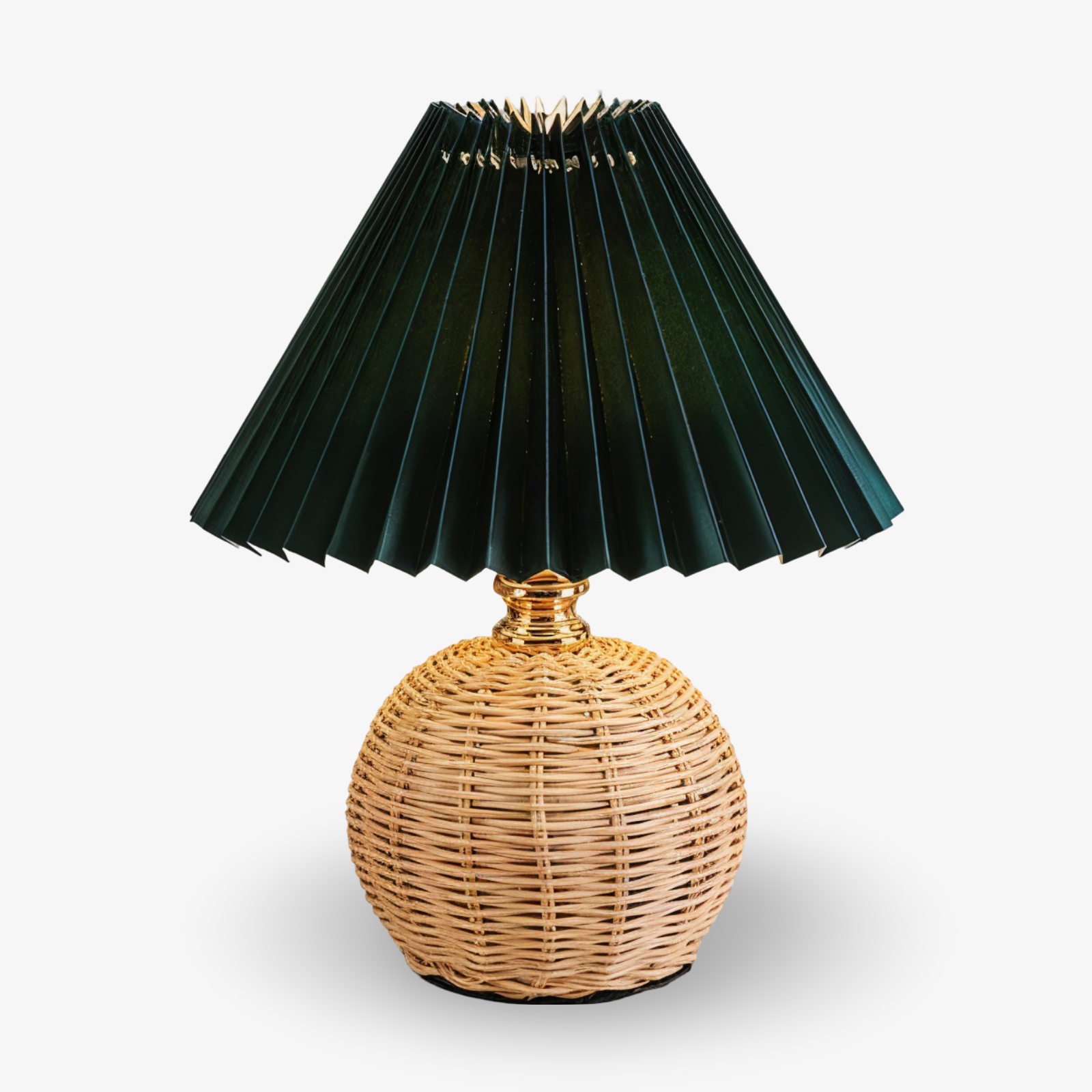 Brolly Plisserad Bordslampa - Retro Rottinglampa - Konisk Bordslampa
