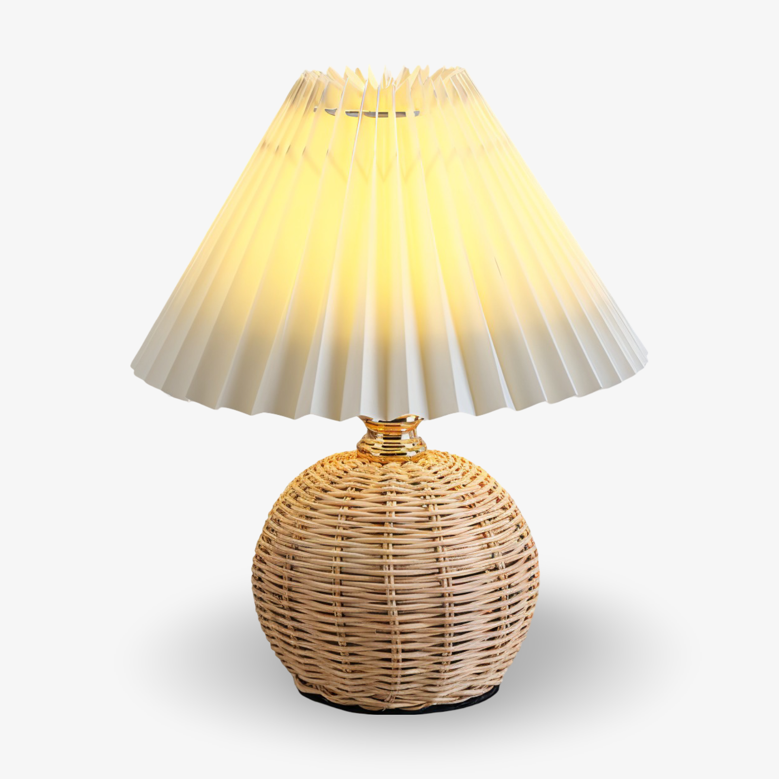 Brolly Plisserad Bordslampa - Retro Rottinglampa - Konisk Bordslampa
