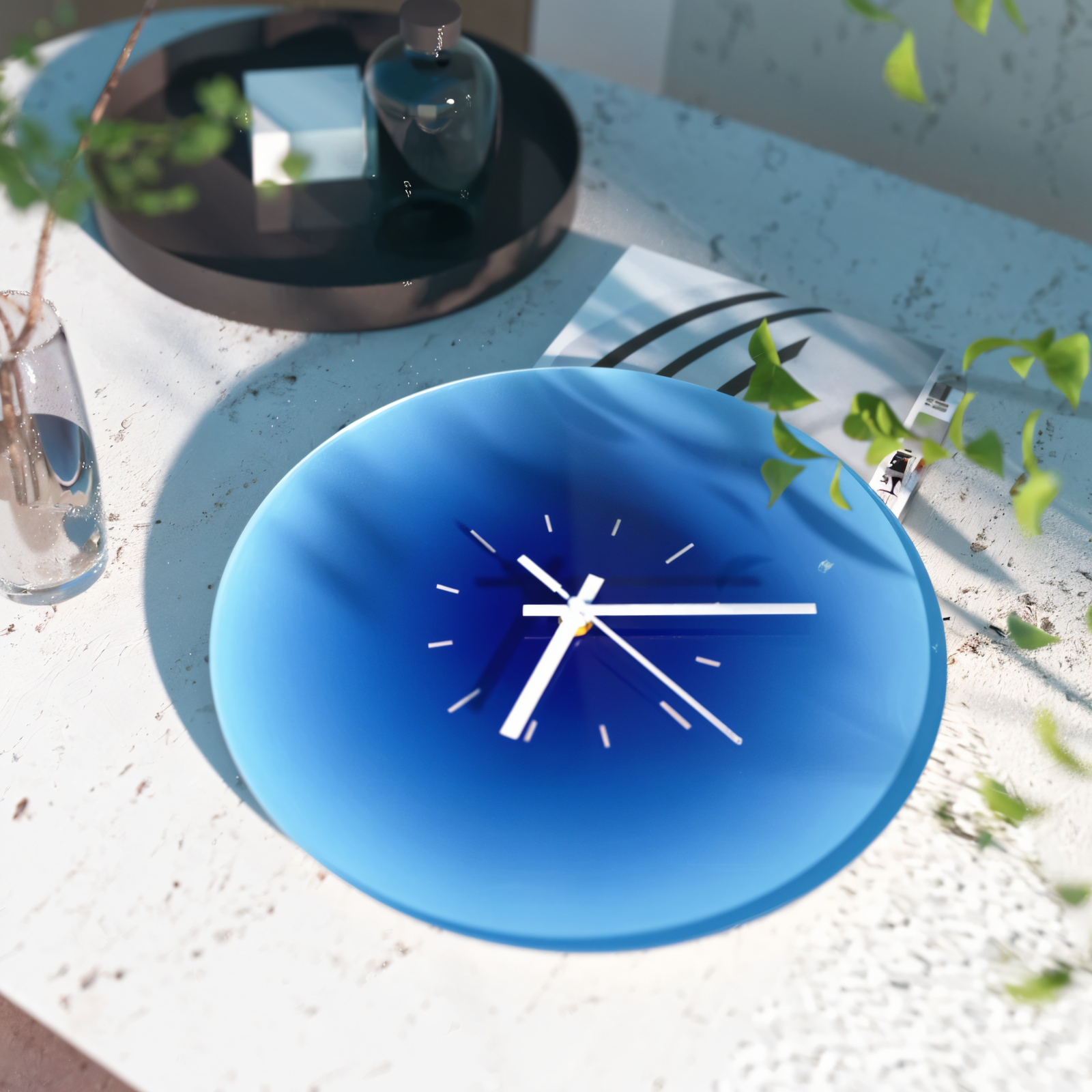 Solnedgångsklocka - Vibrant Icke-Tickande Glas Rund Väckarklocka
