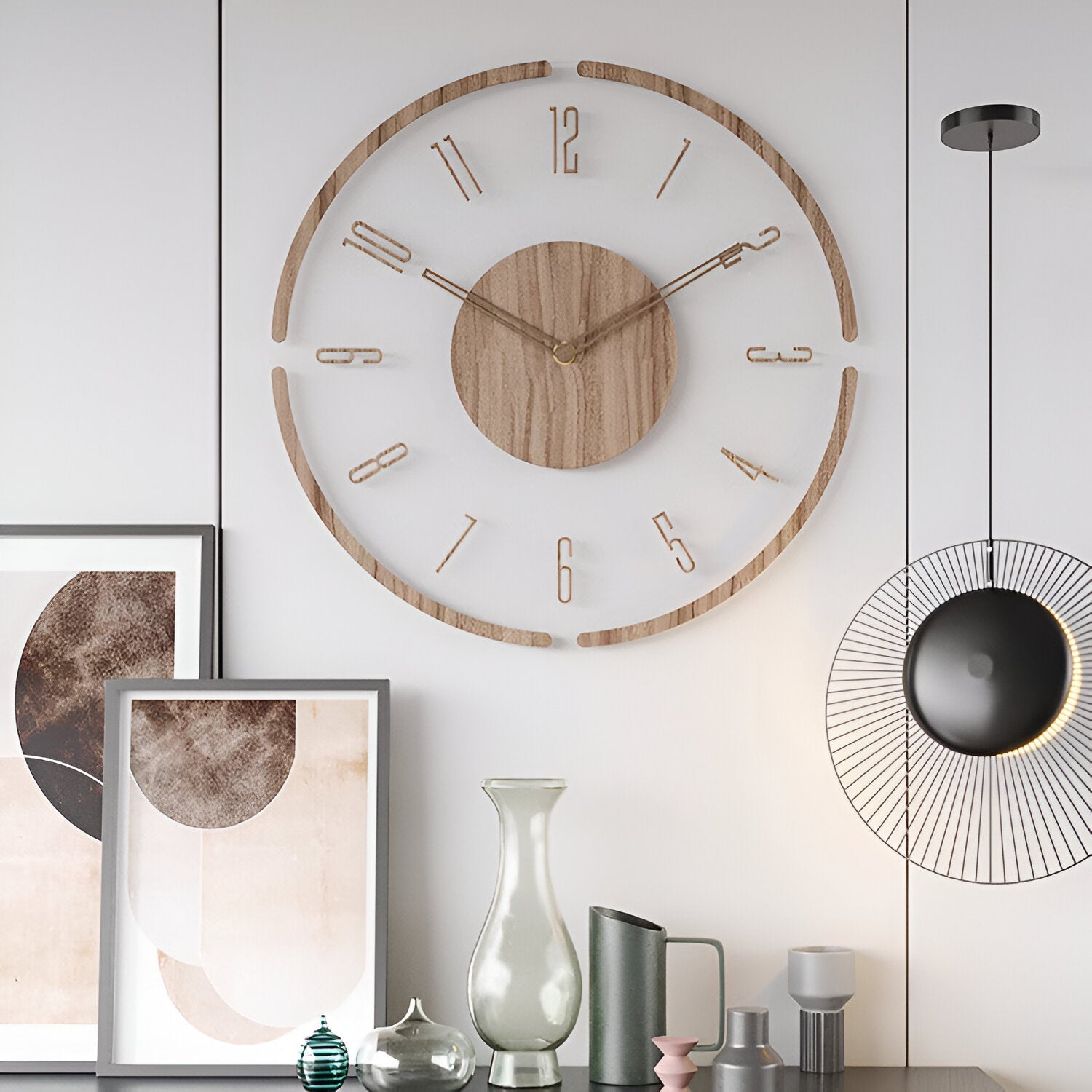 Clear O'Clock - Transparent Akryl & Trä Tyst Väggklocka