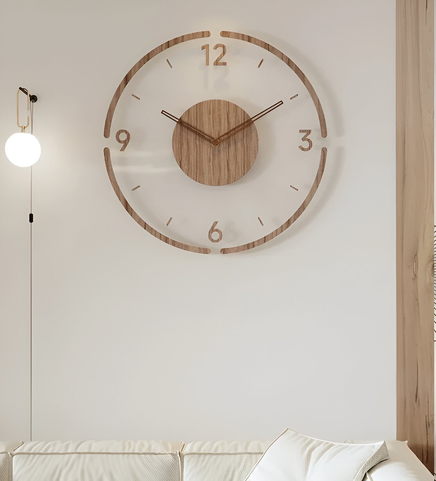 Clear O'Clock - Transparent Akryl & Trä Tyst Väggklocka