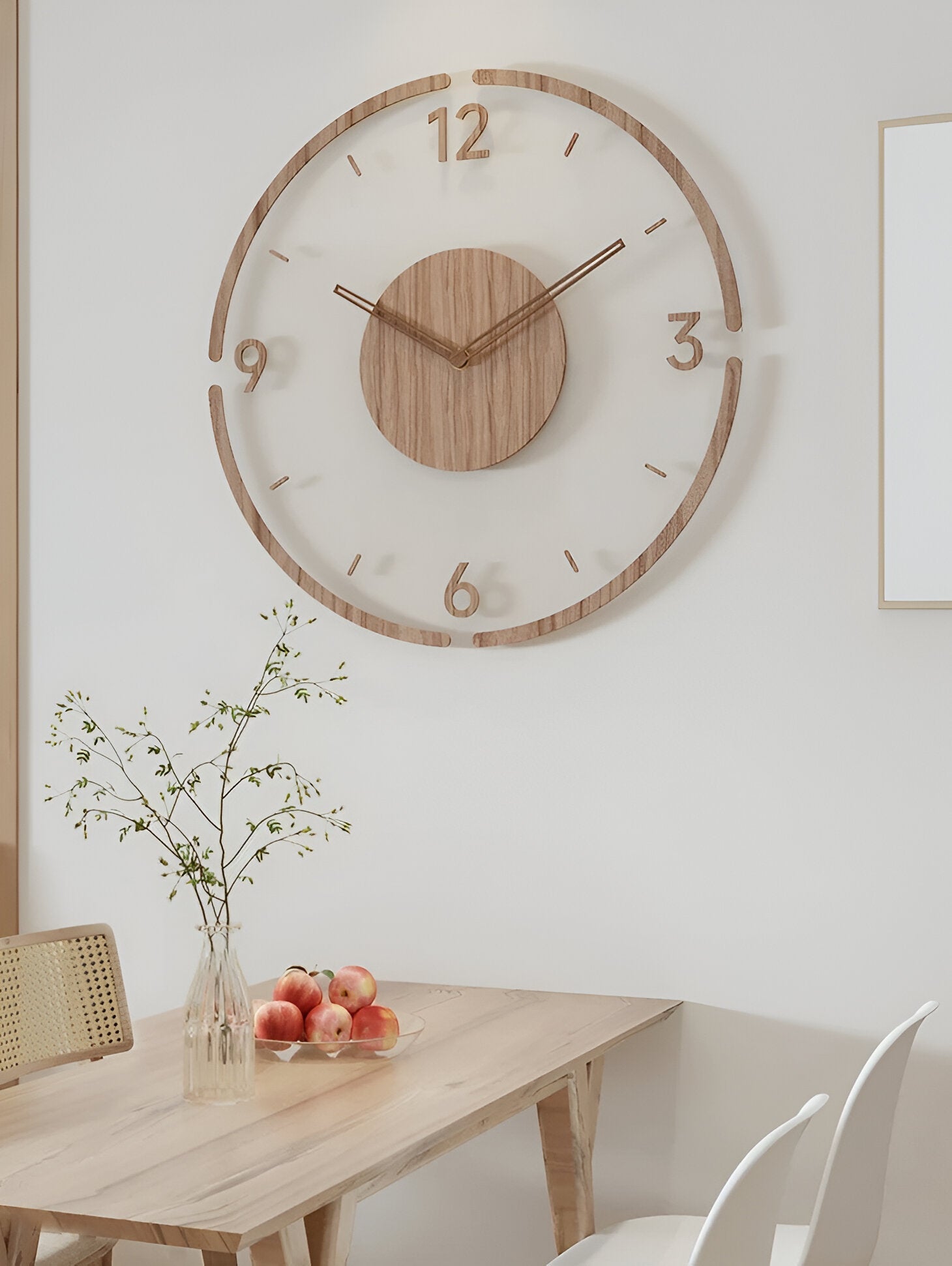 Clear O'Clock - Transparent Akryl & Trä Tyst Väggklocka