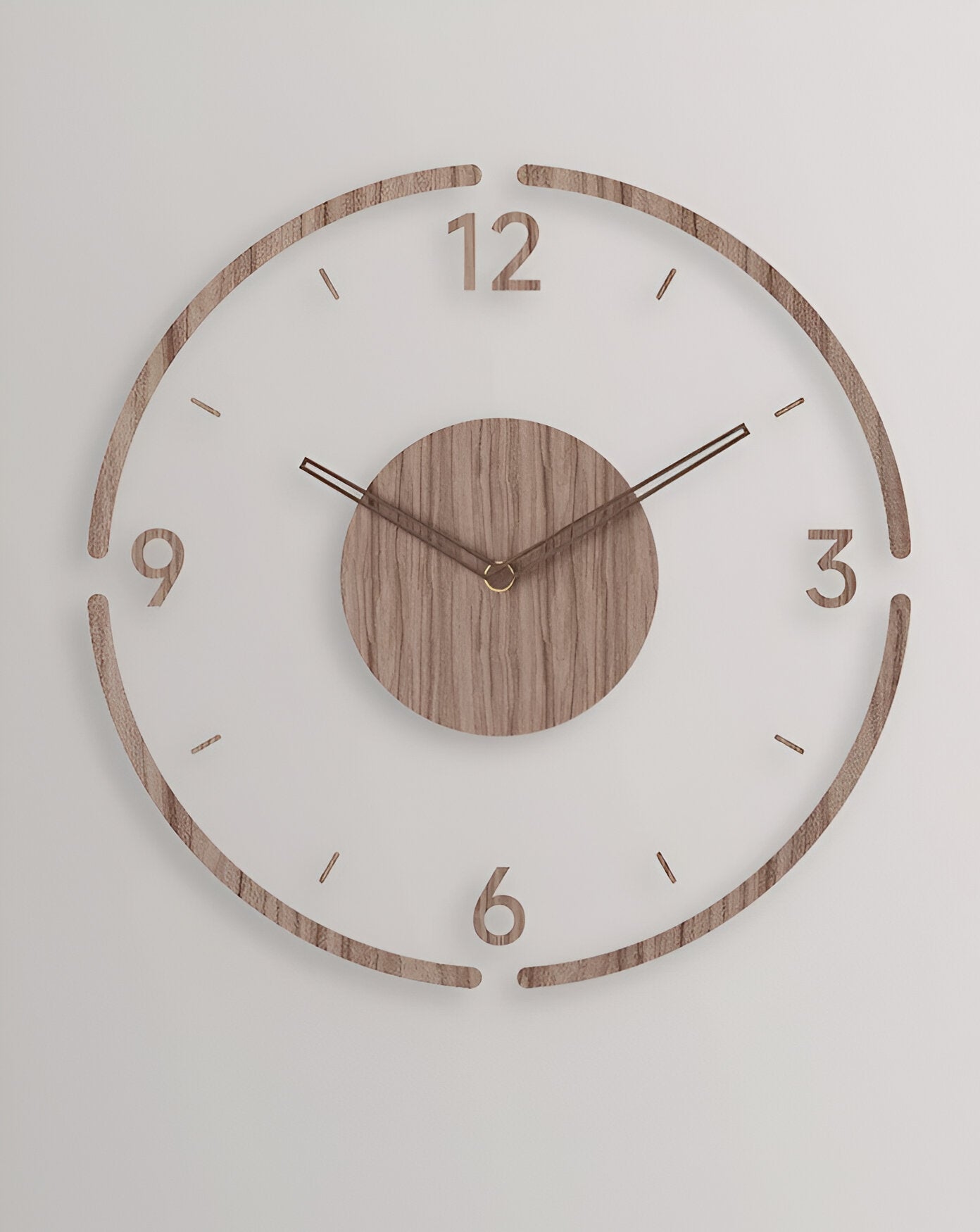 Clear O'Clock - Transparent Akryl & Trä Tyst Väggklocka