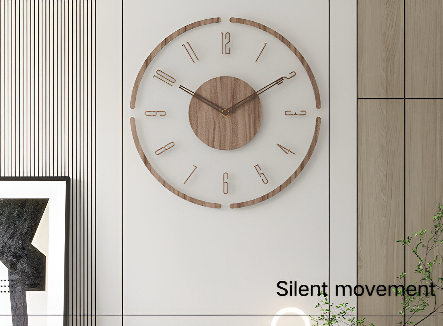 Clear O'Clock - Transparent Akryl & Trä Tyst Väggklocka