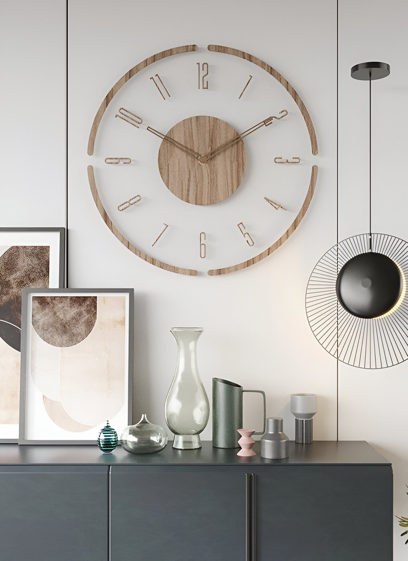 Clear O'Clock - Transparent Akryl & Trä Tyst Väggklocka