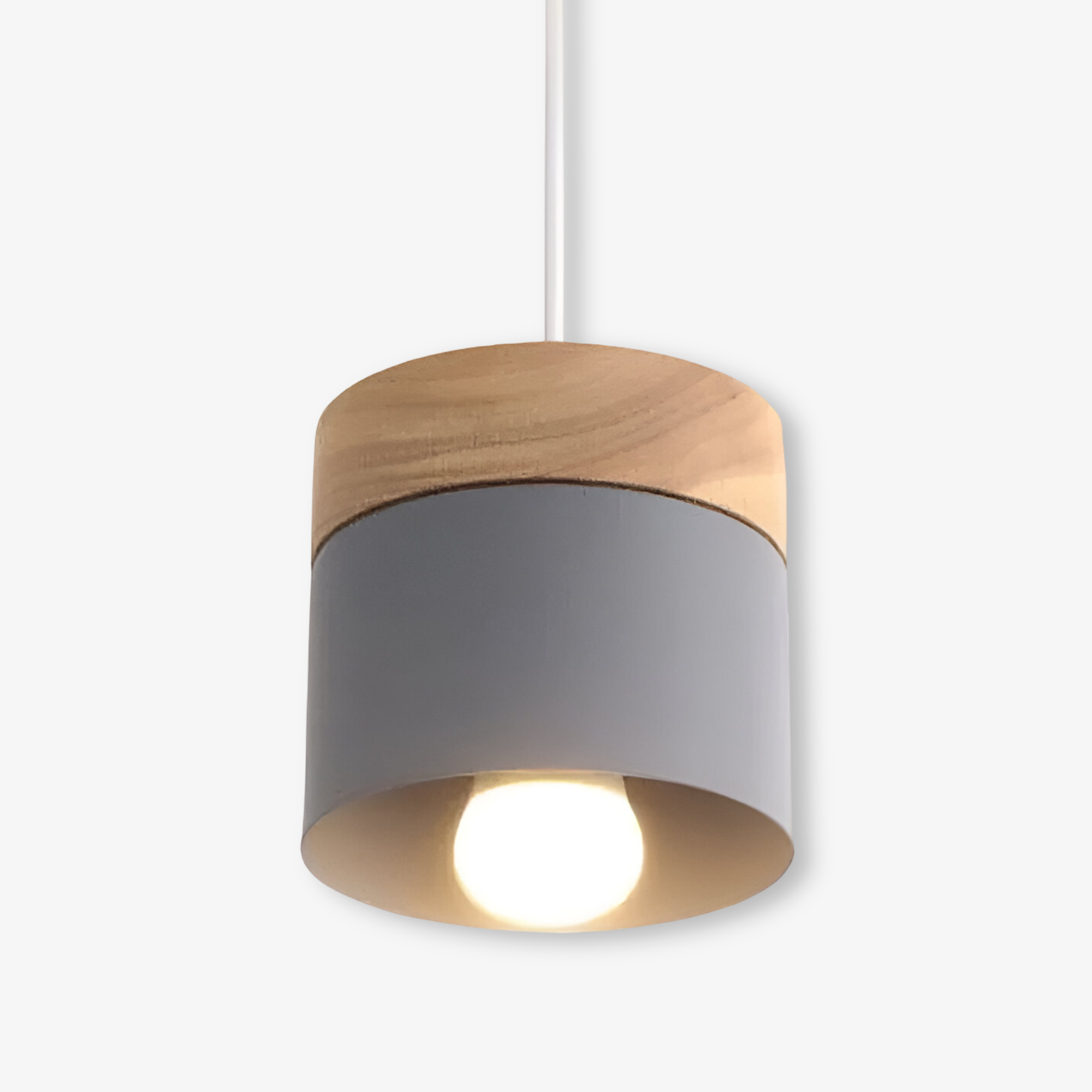 Cylinder Chic Pendellampa i Metall och Varmt Trä