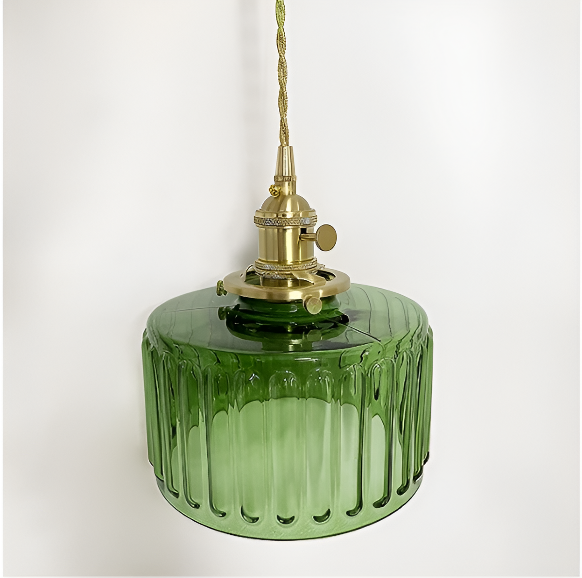 GlamourGlass Pendellampa - Vintage Grön Hänglampa - Cylindrisk Lampa