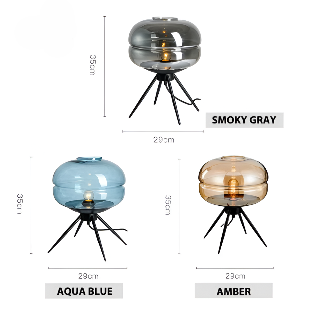 GlossiQuad Bordslampa - Vintage Dome Quadpod Design E27 Glas Skrivbordslampa