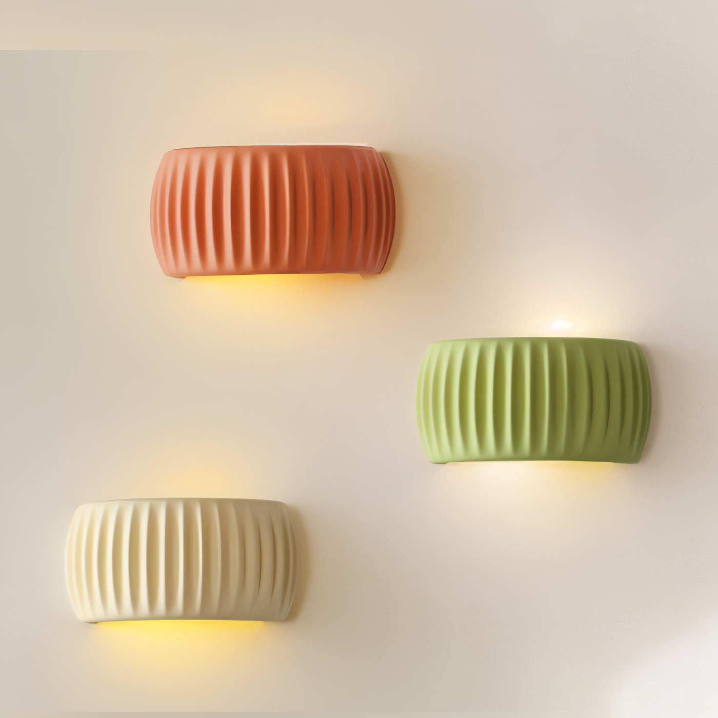 Grön Ribbad Vägglampa - Konstnärlig Macaron Lampa - Harz Nordic Belysning