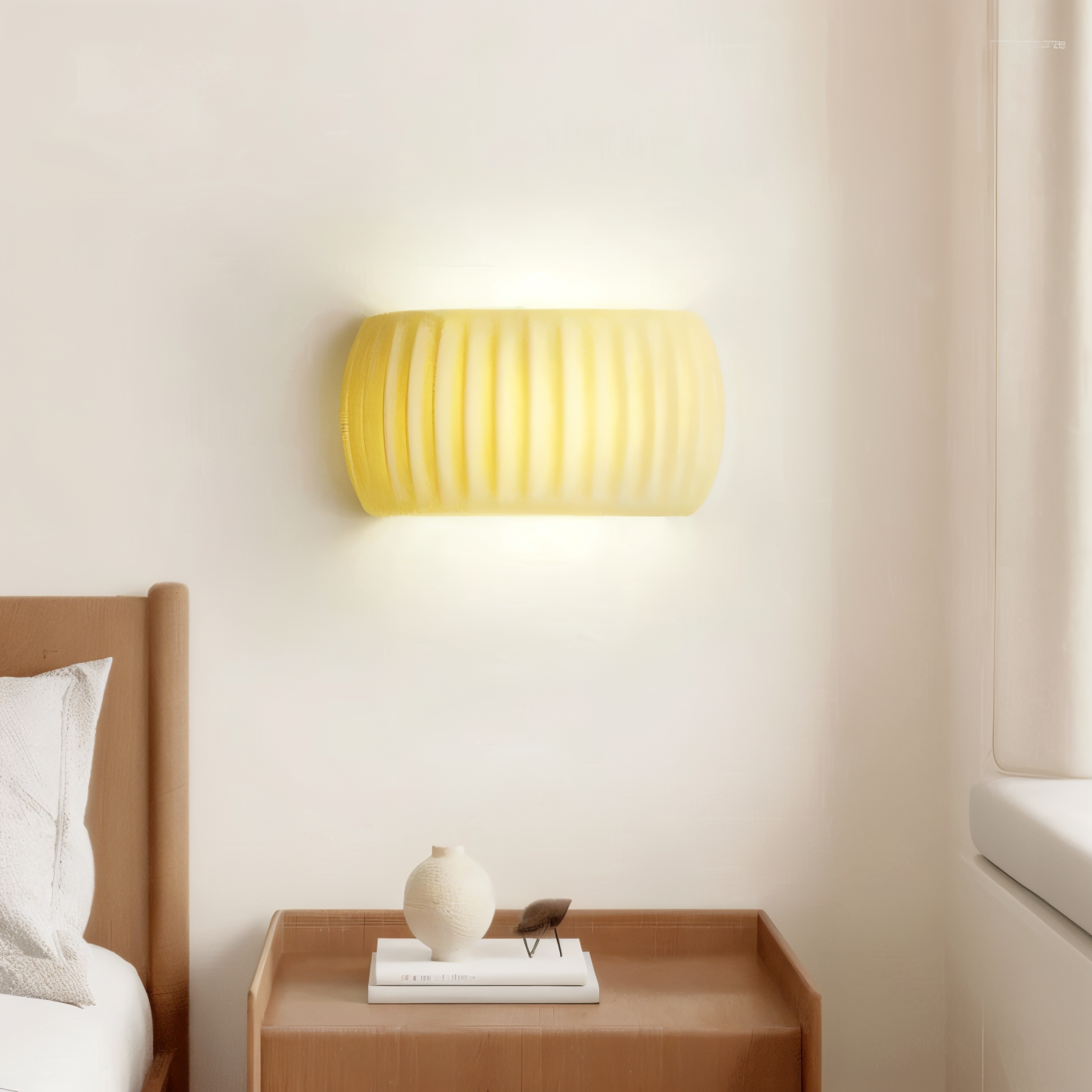 Grön Ribbad Vägglampa - Konstnärlig Macaron Lampa - Harz Nordic Belysning