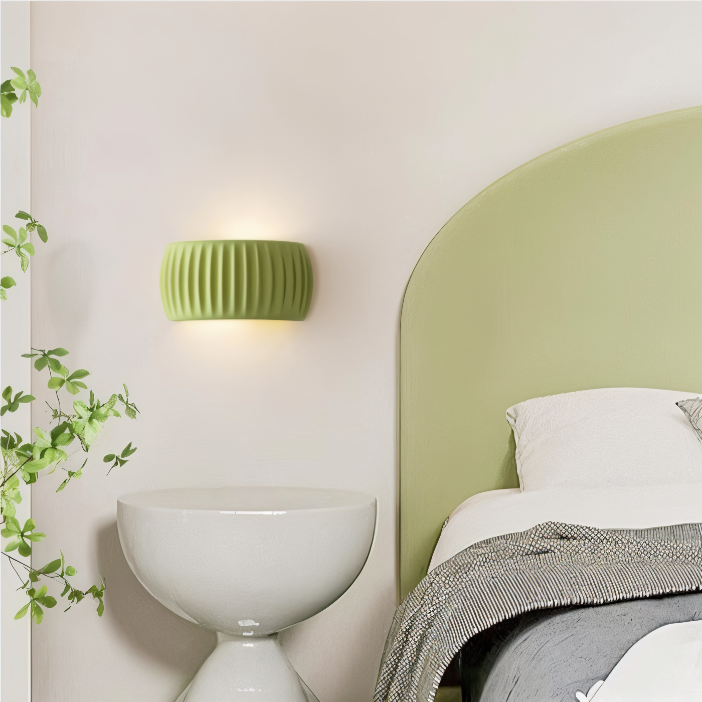 Grön Ribbad Vägglampa - Konstnärlig Macaron Lampa - Harz Nordic Belysning