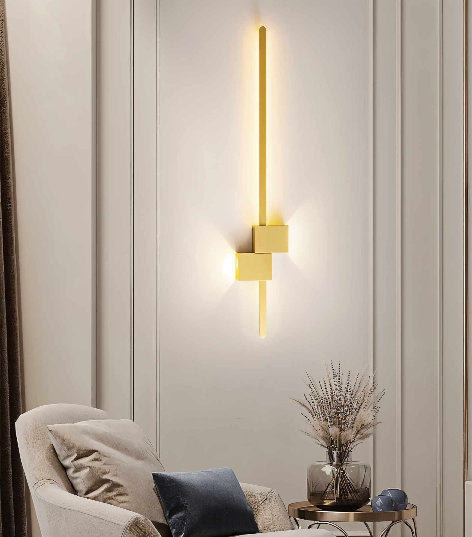 The Line vägglampa - Minimalistisk svart lång LED-vägglampa