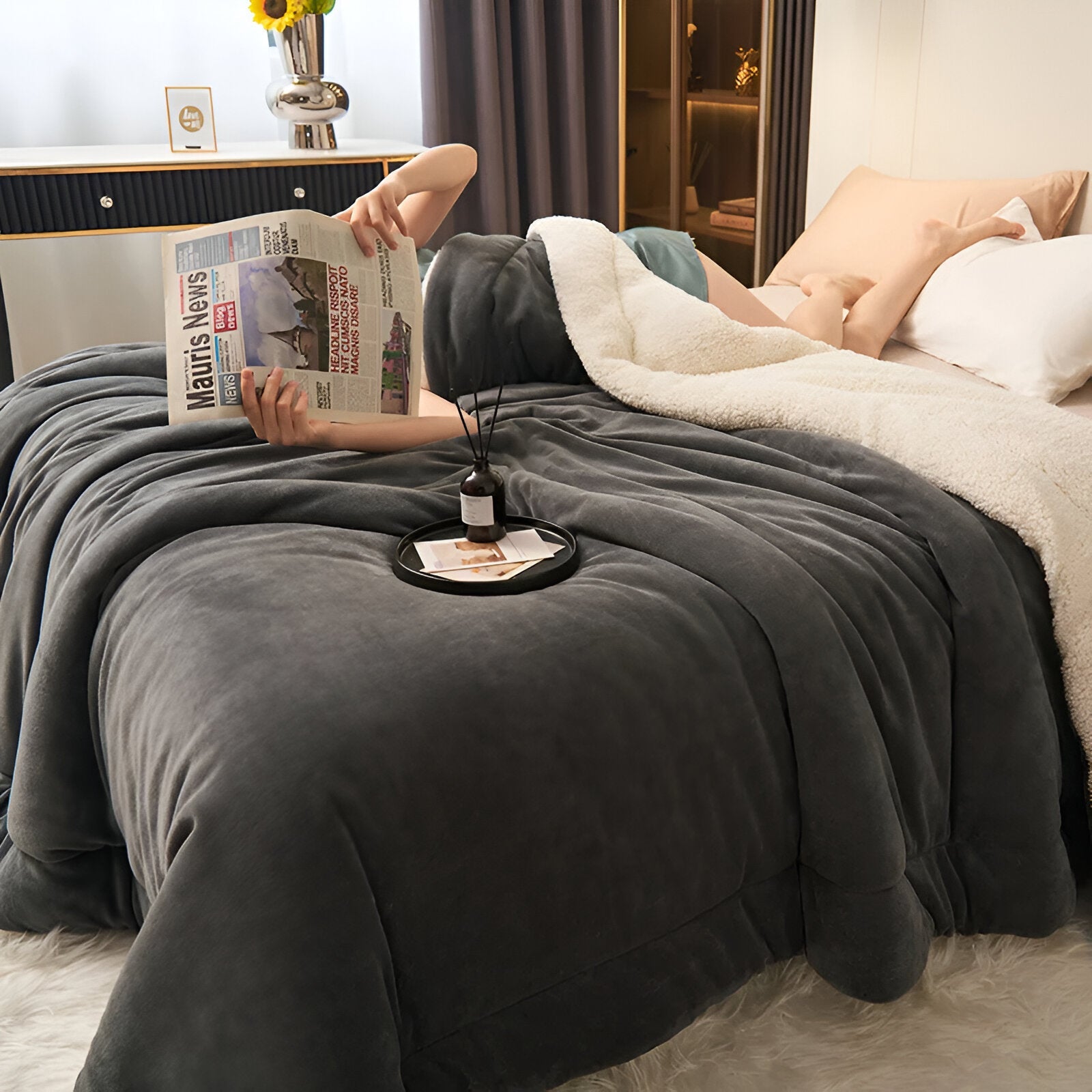 LuxeWarm Sängkläder - Ultra Plush Fleece Vändbar Täcke