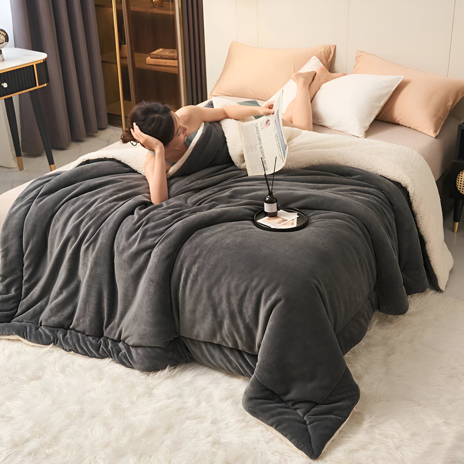 LuxeWarm Sängkläder - Ultra Plush Fleece Vändbar Täcke