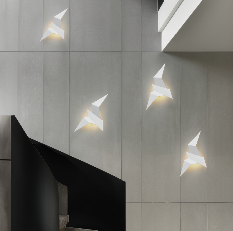 OriTori vägglampa - Geometrisk vägglampa med origamifågel - vägglampa i japansk stil