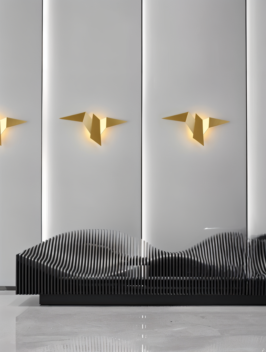 OriTori vägglampa - Geometrisk vägglampa med origamifågel - vägglampa i japansk stil