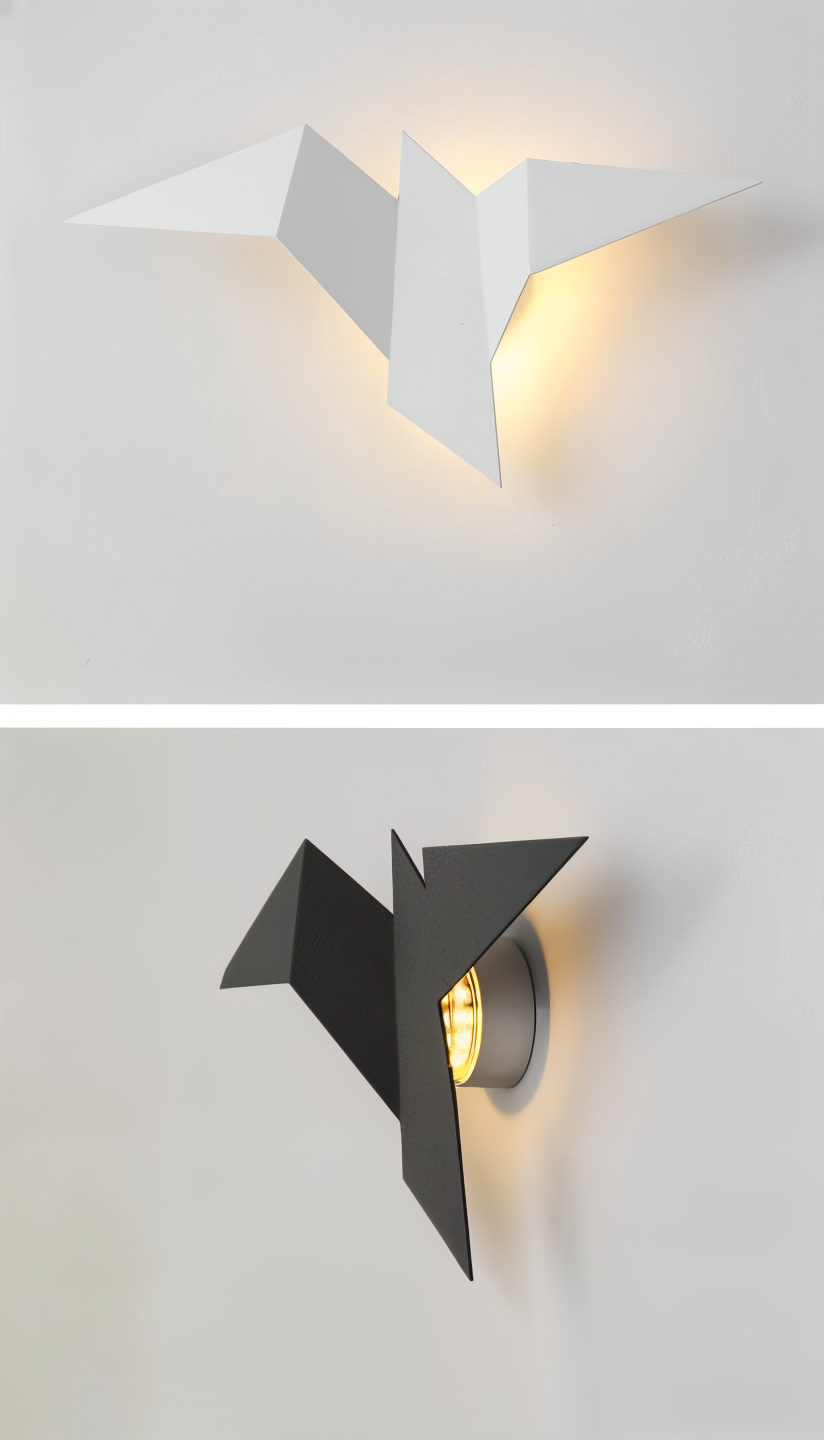 OriTori vägglampa - Geometrisk vägglampa med origamifågel - vägglampa i japansk stil