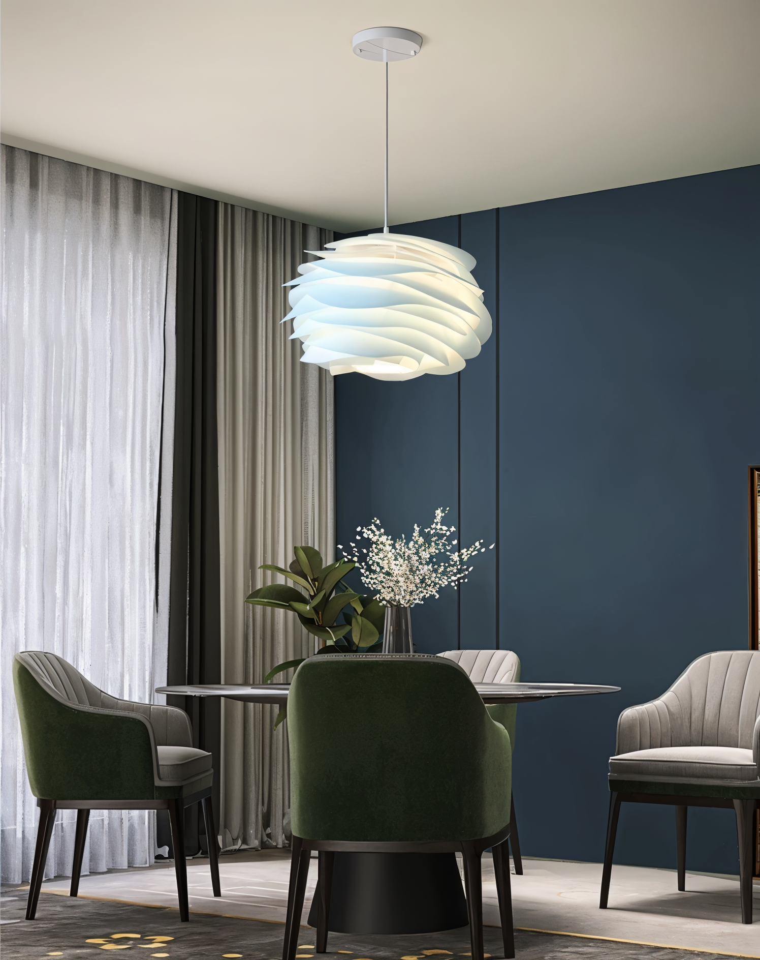 Rosy Pendellampa - Dekorativ PVC Floral LED Hänglampa för Sovrum