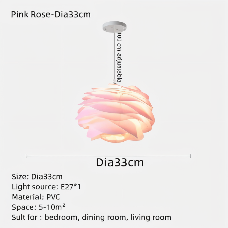 Rosy Pendellampa - Dekorativ PVC Floral LED Hänglampa för Sovrum