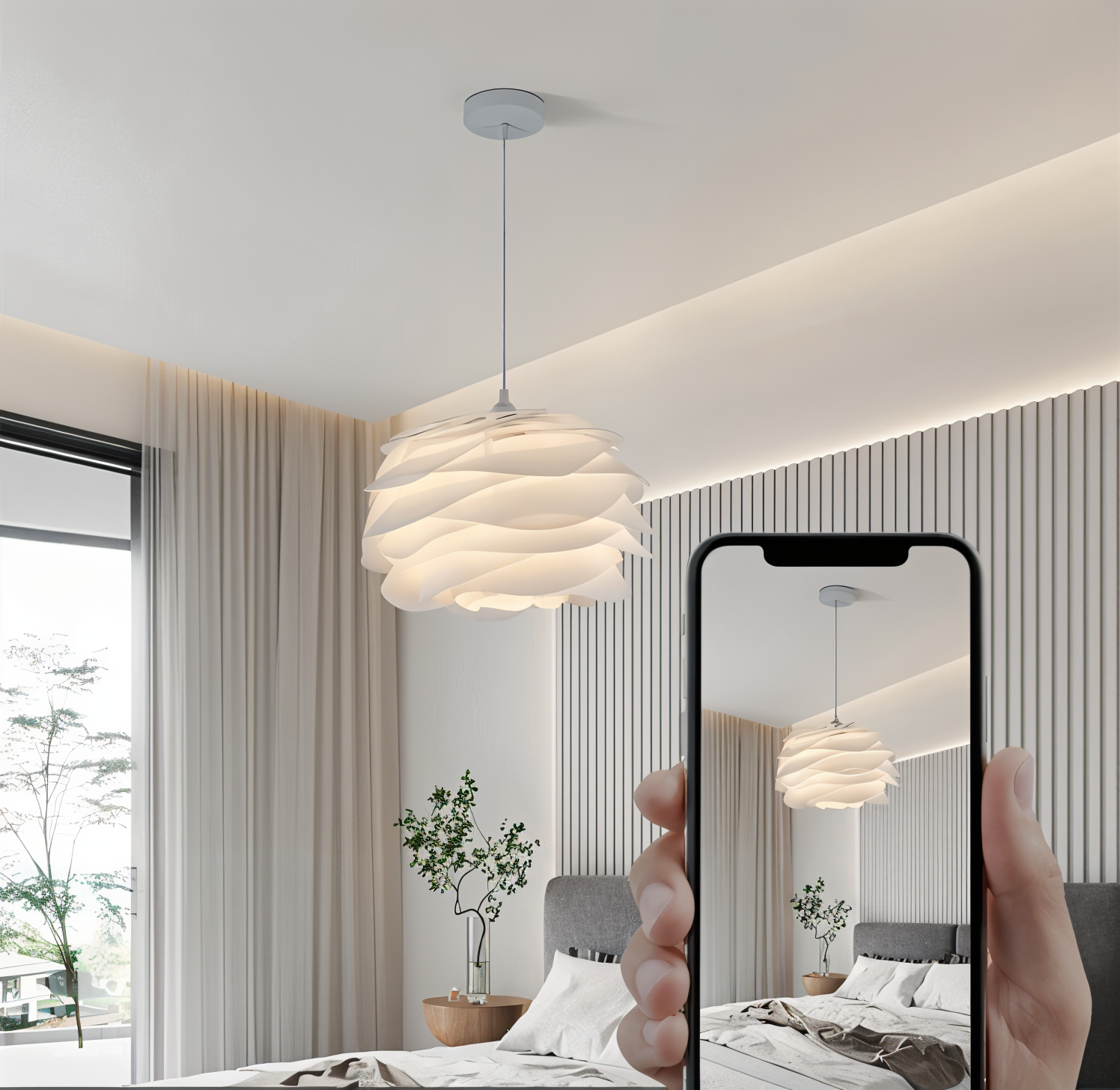 Rosy Pendellampa - Dekorativ PVC Floral LED Hänglampa för Sovrum