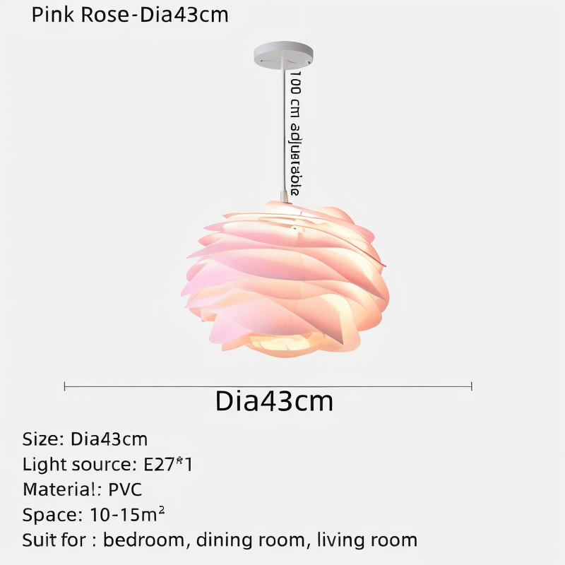 Rosy Pendellampa - Dekorativ PVC Floral LED Hänglampa för Sovrum