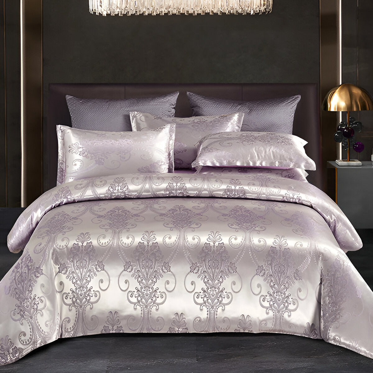 Satin Splendor Duntäcke - Påslakan Satin - Premium Jacquard Sängkläder - Europeiskt Sängklädeset