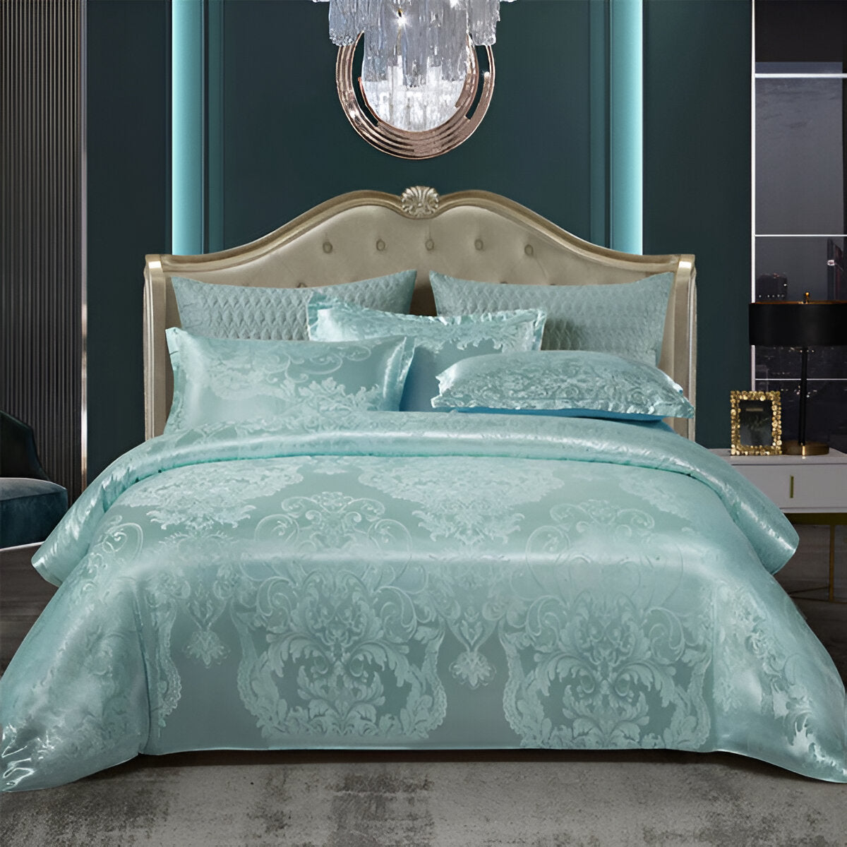 Satin Splendor Duntäcke - Påslakan Satin - Premium Jacquard Sängkläder - Europeiskt Sängklädeset