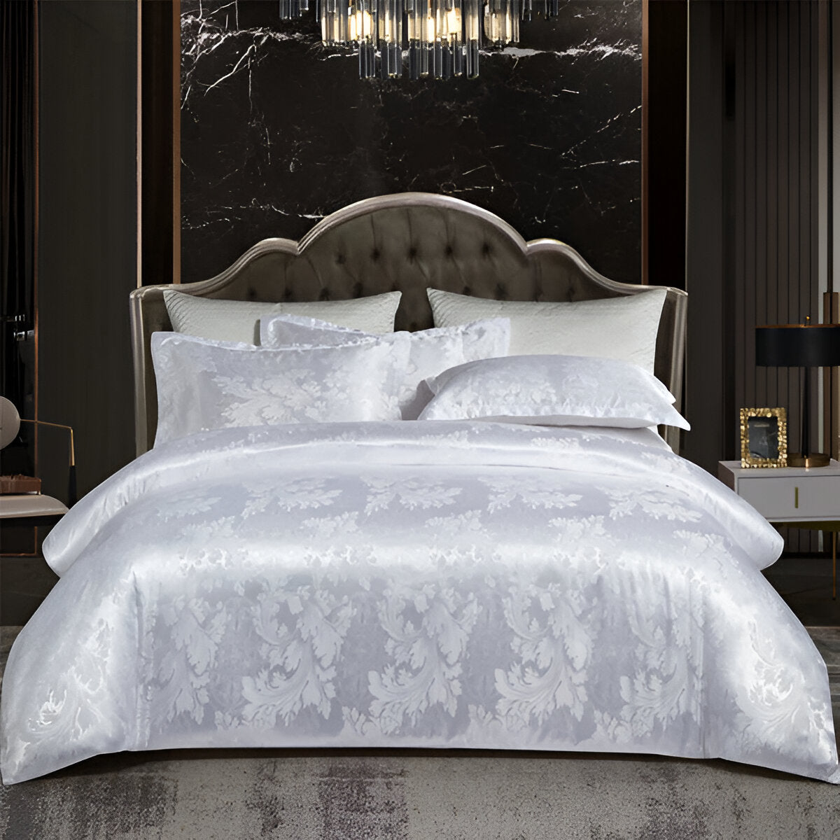 Satin Splendor Duntäcke - Påslakan Satin - Premium Jacquard Sängkläder - Europeiskt Sängklädeset