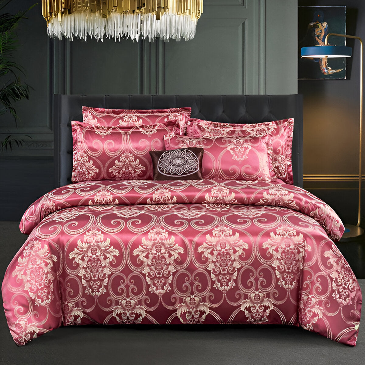 Satin Splendor Duntäcke - Påslakan Satin - Premium Jacquard Sängkläder - Europeiskt Sängklädeset