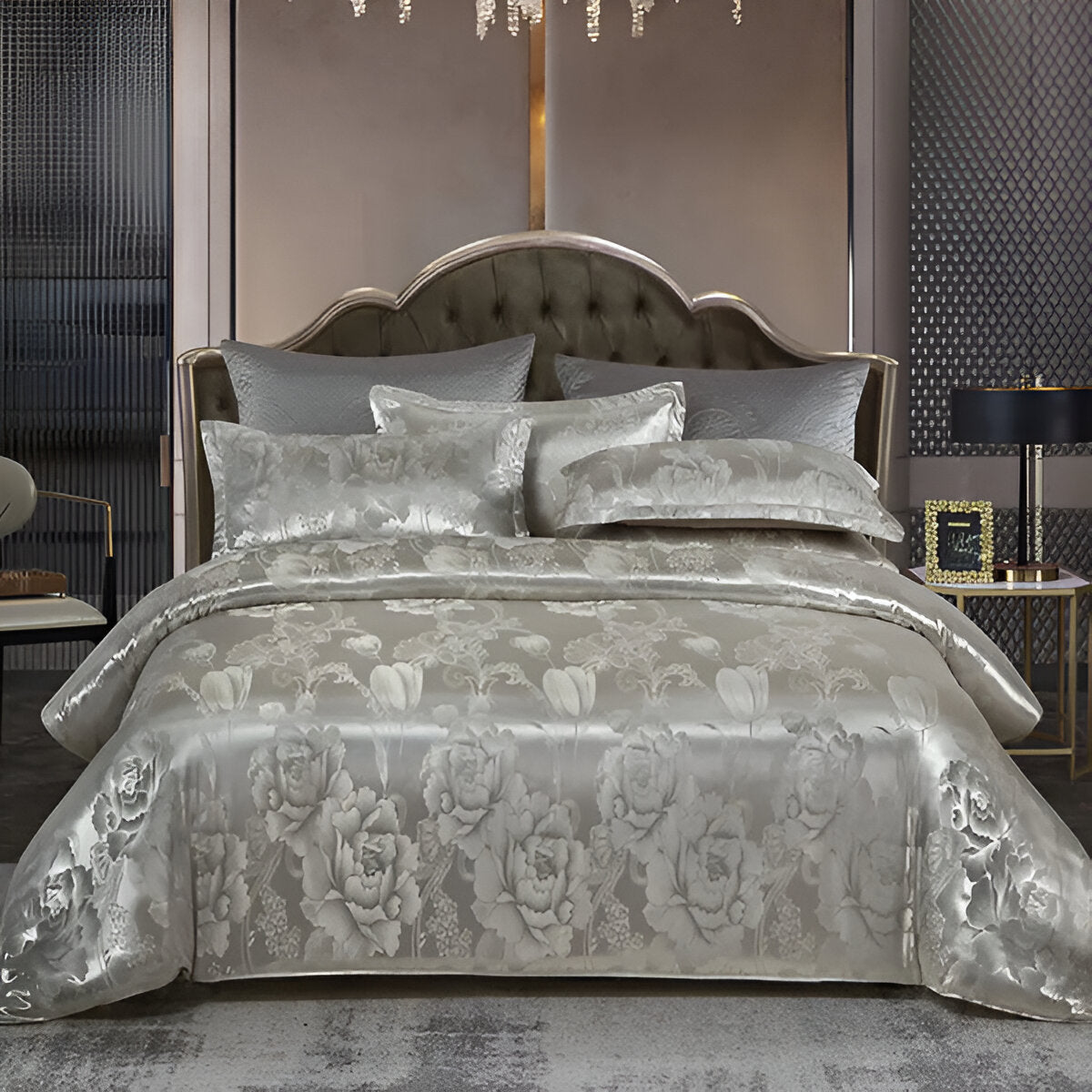 Satin Splendor Duntäcke - Påslakan Satin - Premium Jacquard Sängkläder - Europeiskt Sängklädeset