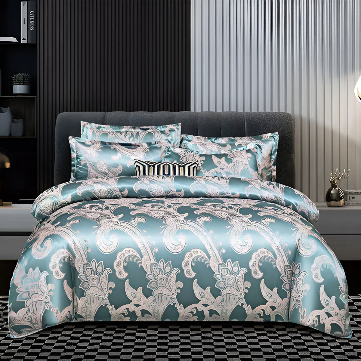 Satin Splendor Duntäcke - Påslakan Satin - Premium Jacquard Sängkläder - Europeiskt Sängklädeset