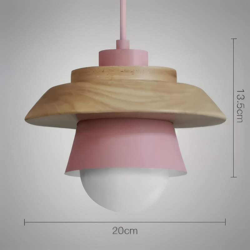 Scandi Pendellampa - Nordiskt trä & metall Macaron LED Hänglampa
