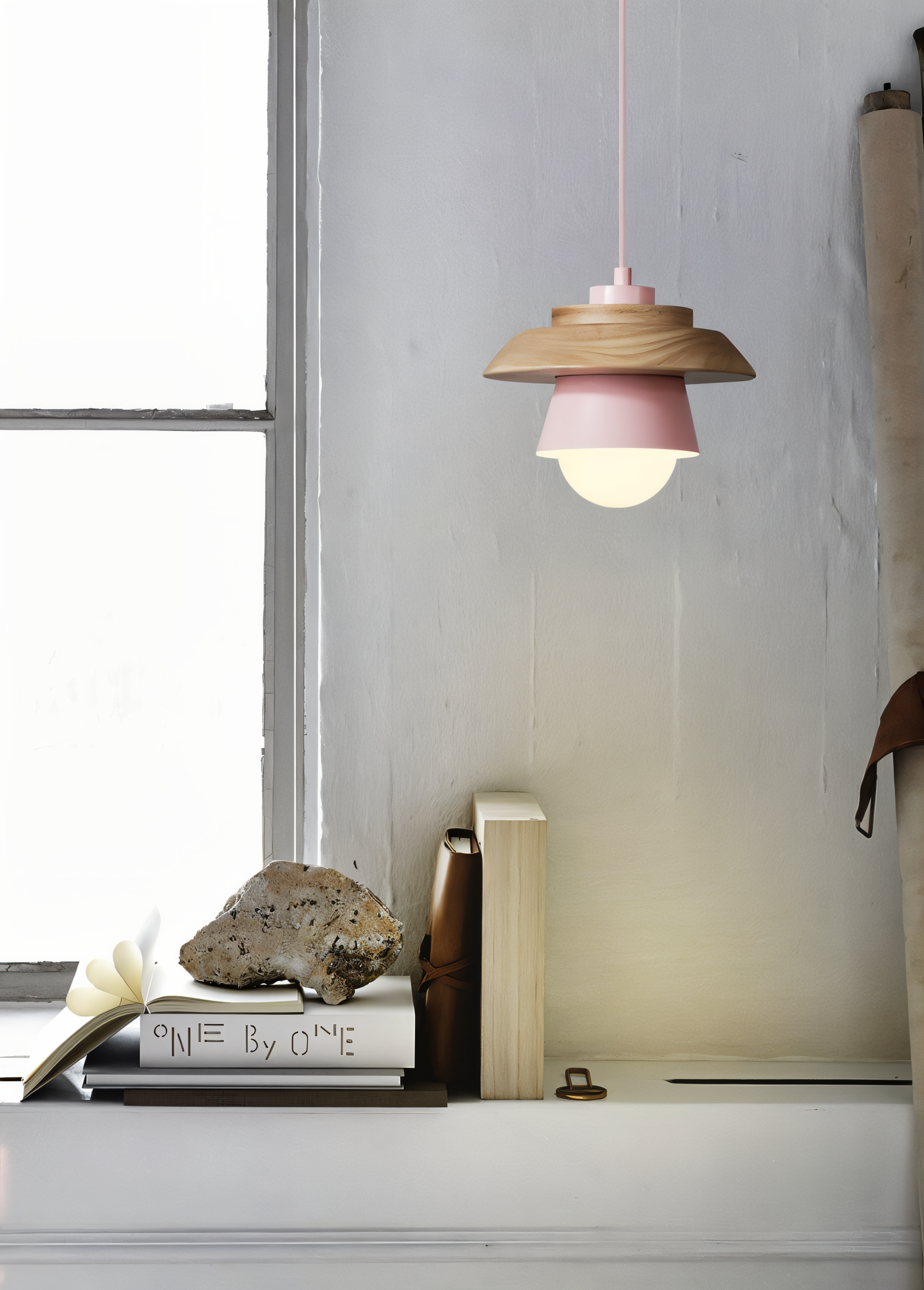 Scandi Pendellampa - Nordiskt trä & metall Macaron LED Hänglampa