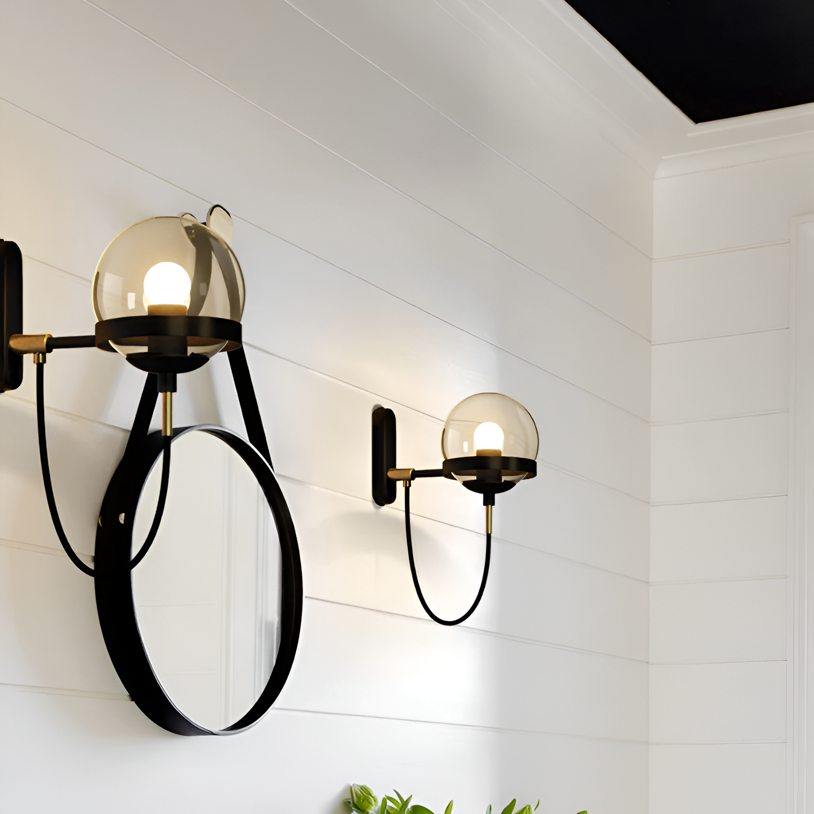 ScandiShine Vägglampa - Globe Glas Vägglampa - Nordisk Vägglampdesign - LED Inomhus Vägglampor