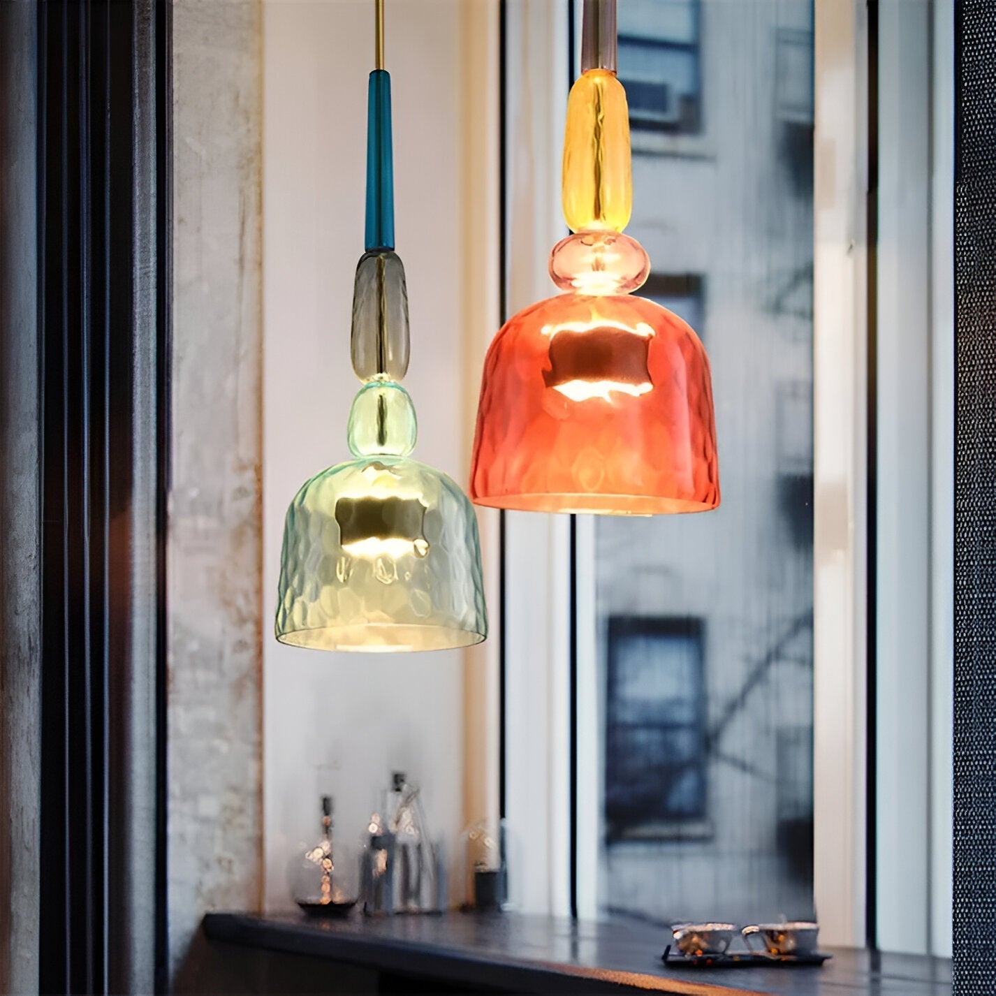 SpectraFuse Pendellampa - Flerfärgad Glas Hänglampa - Nordic Macaron Dekorativ Belysning