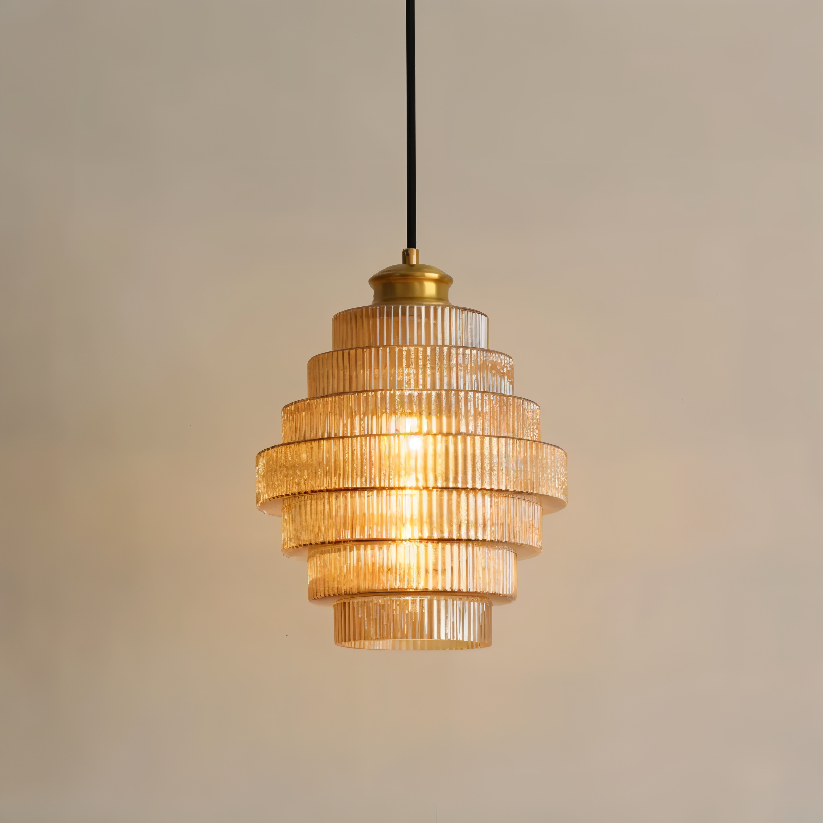 Stunlier Pendellampa - Retro Glas och Messing Hänglampa - Lagerkronlampa för Vardagsrum
