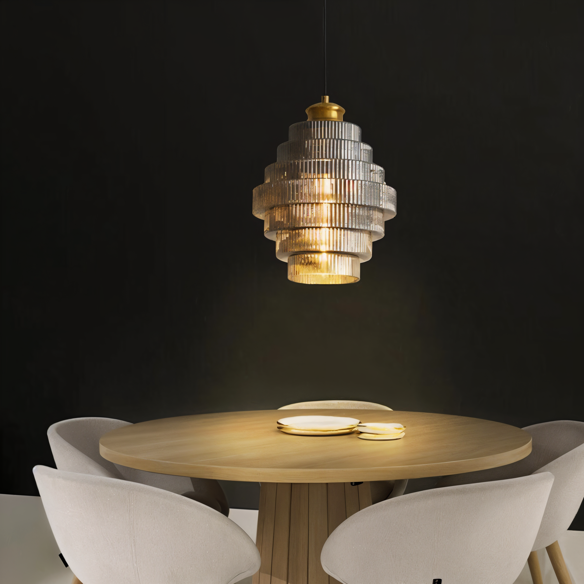 Stunlier Pendellampa - Retro Glas och Messing Hänglampa - Lagerkronlampa för Vardagsrum