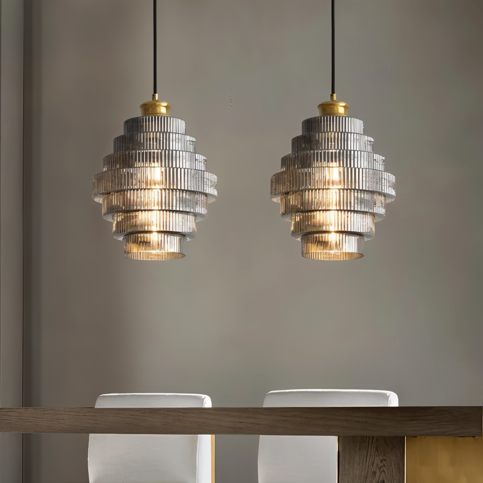 Stunlier Pendellampa - Retro Glas och Messing Hänglampa - Lagerkronlampa för Vardagsrum