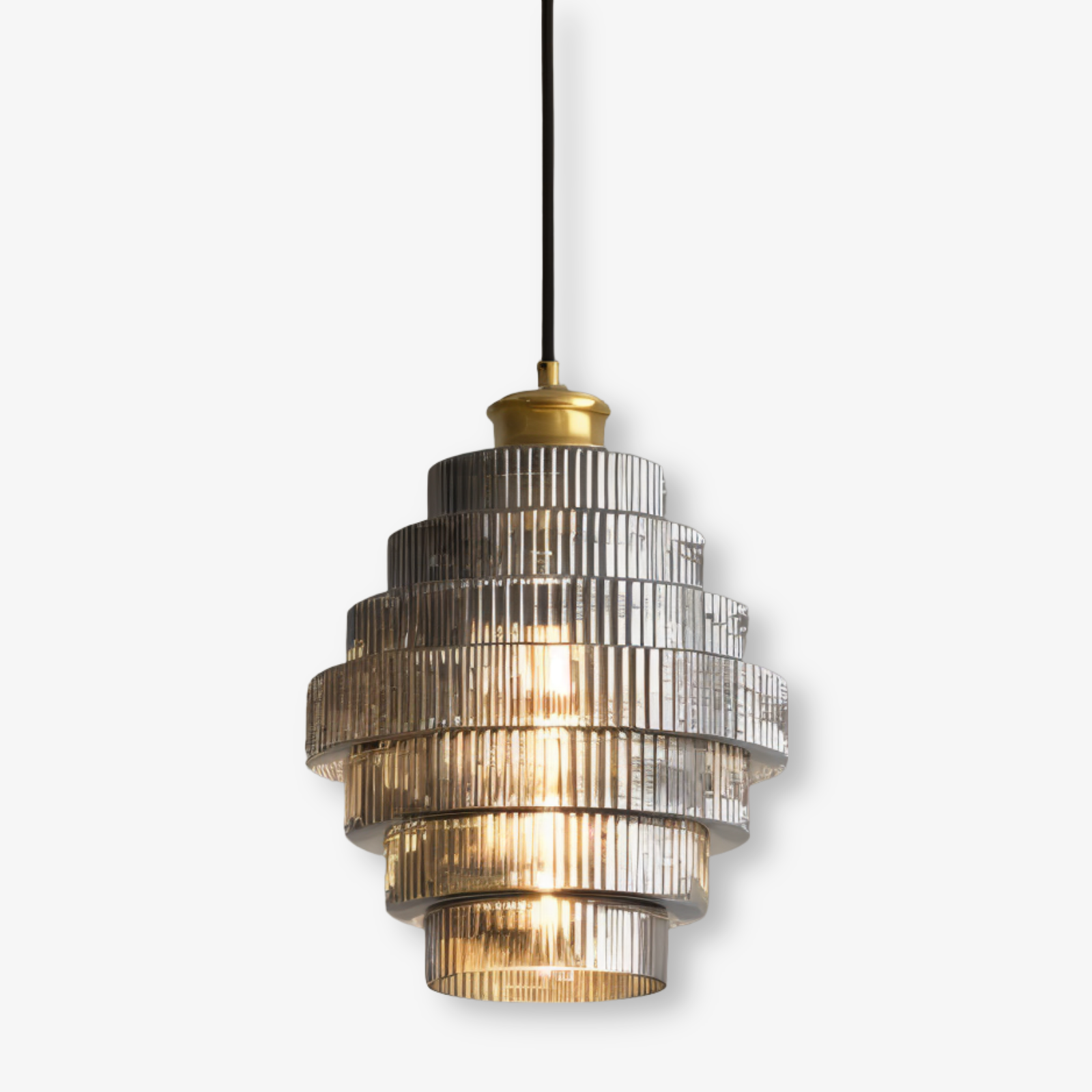 Stunlier Pendellampa - Retro Glas och Messing Hänglampa - Lagerkronlampa för Vardagsrum