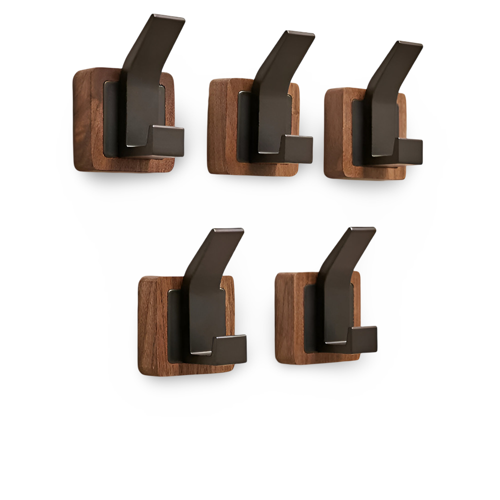 Stiliga Vägggarderober i Valnöt med Mångsidiga Krokar för Effektiv Bostadsorganisation i Varje Rum