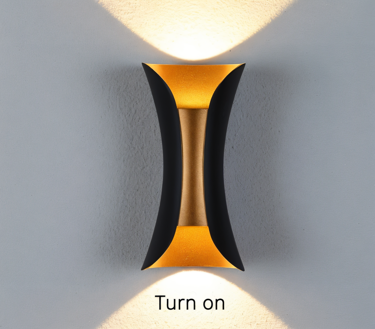 TwinBeam Vägglampa - Dubbelhuvud LED Vägglampa - Svart/Guld Vattentät Utomhuslampa