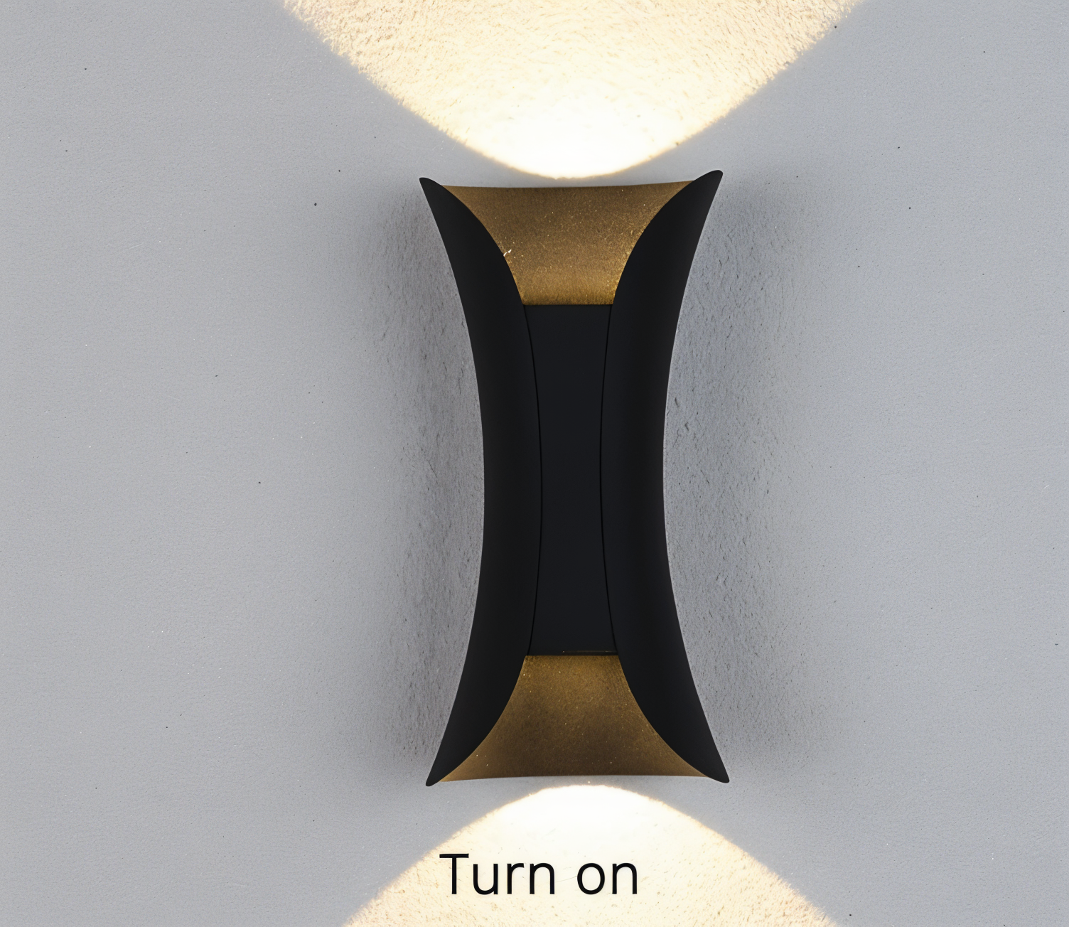 TwinBeam Vägglampa - Dubbelhuvud LED Vägglampa - Svart/Guld Vattentät Utomhuslampa