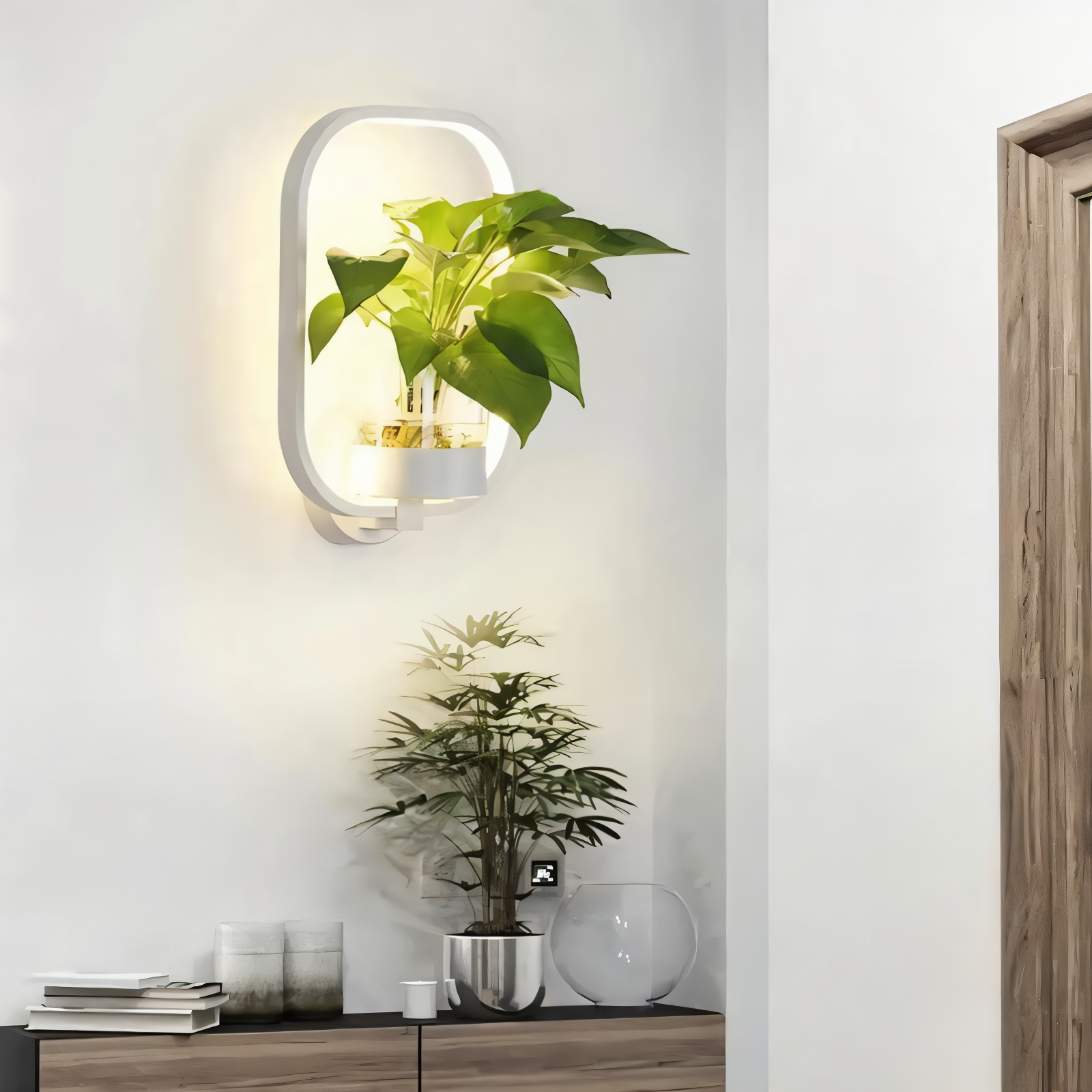 VerdantLume Vägglampa - Minimalistisk Vägglampa med Inbyggd Växthållare - Moderna Vägglampor LED
